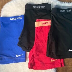Nike Pro Compression Shorts Bundle Size L - Black, Blue & Red